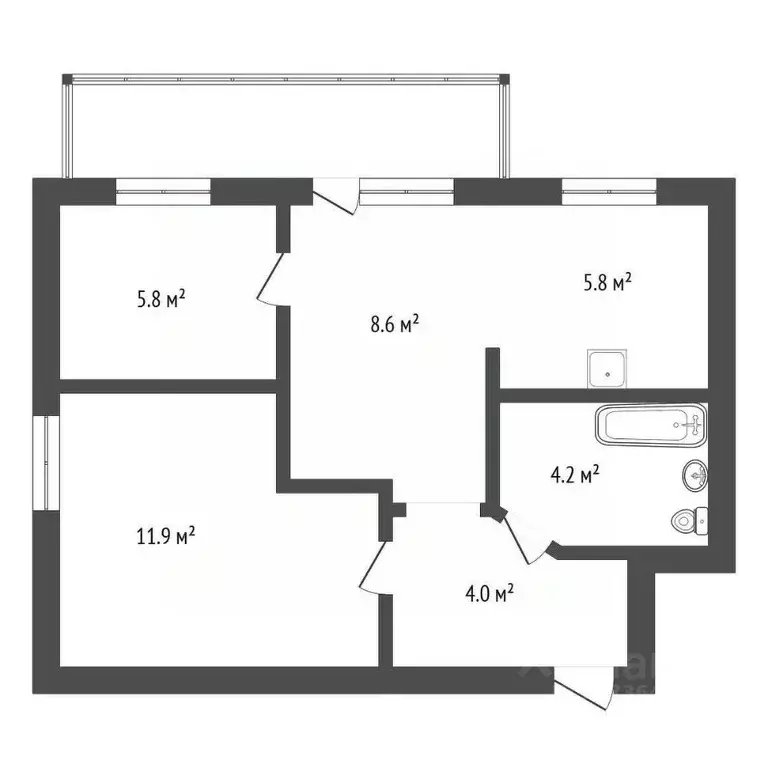 2-к кв. Амурская область, с. Тамбовка ул. Калининская, 62 (40.3 м) - Фото 1
