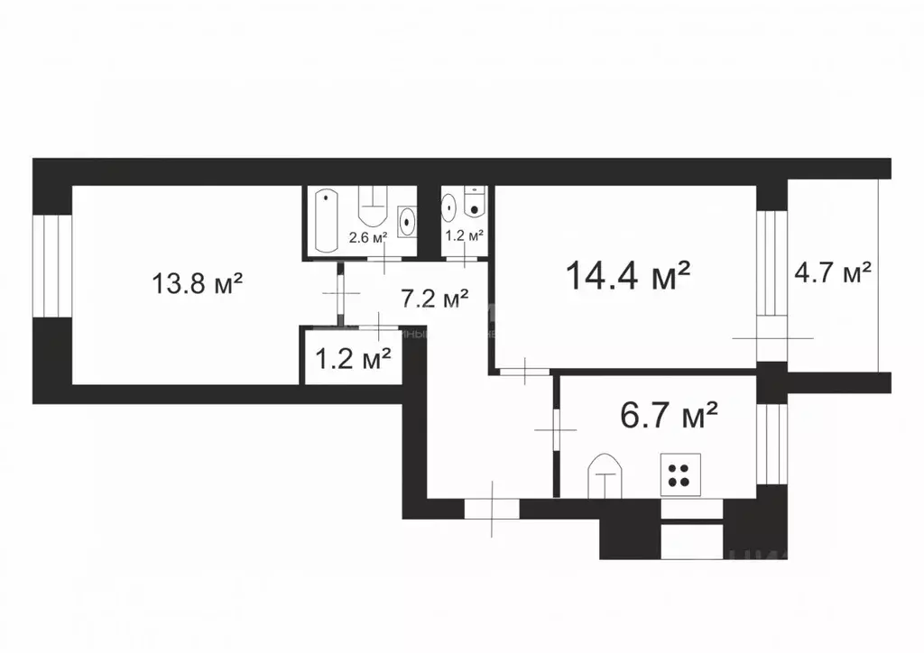 2-к кв. Владимирская область, Меленки Красноармейская ул., 204 (51.8 ... - Фото 2