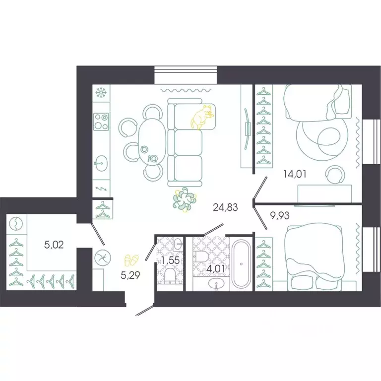 2-к кв. Пензенская область, Пенза Колышлейская ул., 7 (64.64 м) - Фото 1