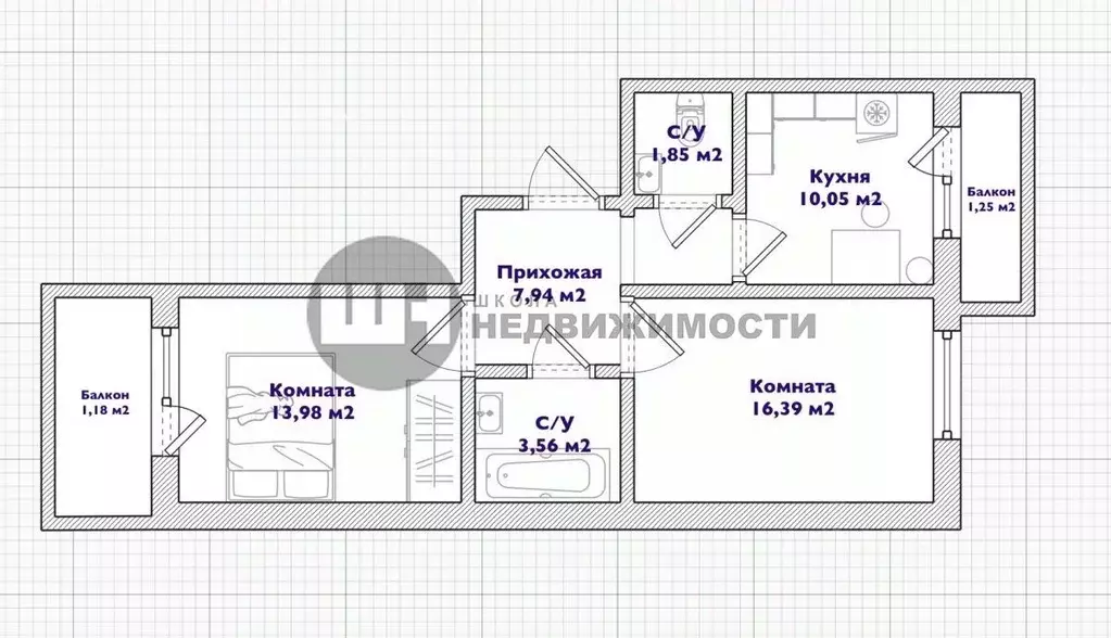 2-к кв. Санкт-Петербург Кондратьевский просп., 64к9 (53.5 м) - Фото 2
