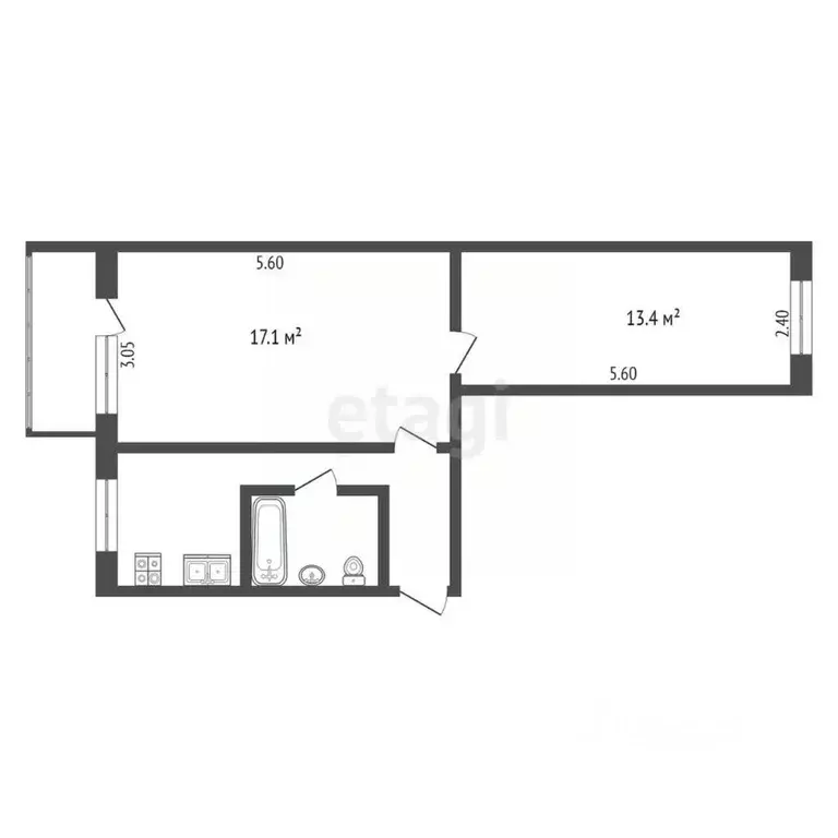 2-к кв. Ханты-Мансийский АО, Сургут ул. Энергетиков, 19 (44.8 м) - Фото 1