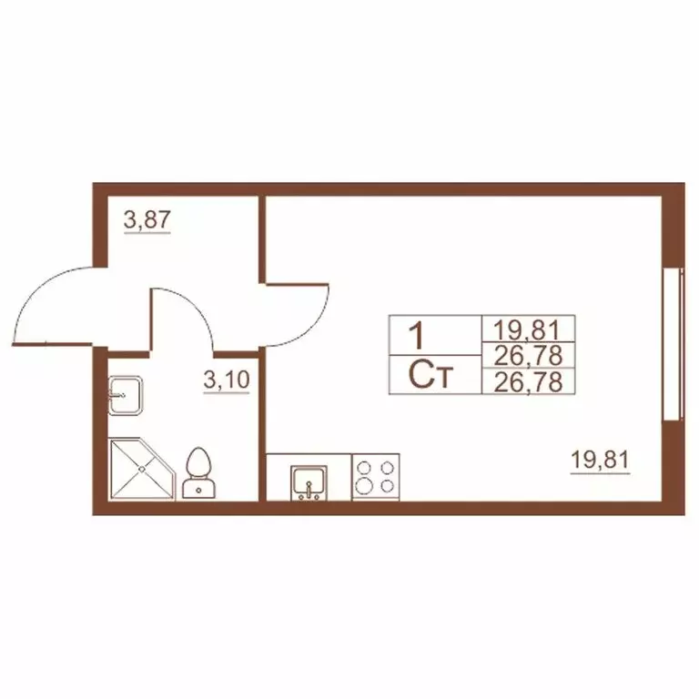 Квартира-студия: посёлок Шушары, Московское шоссе, 262к2 (27.1 м) - Фото 0