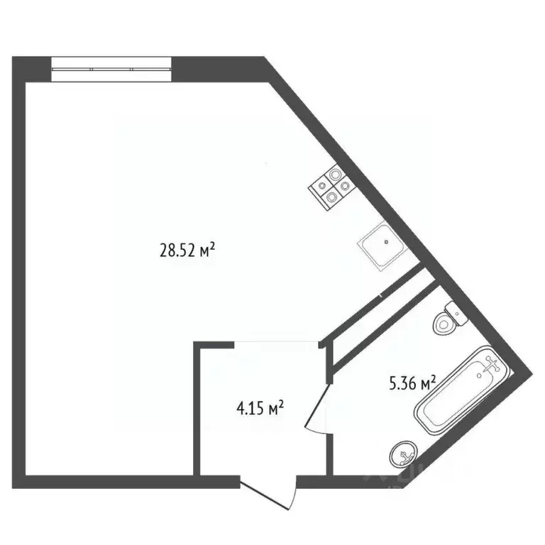 Студия Тюменская область, Тюмень ул. Первооткрывателей, 10 (38.6 м) - Фото 2