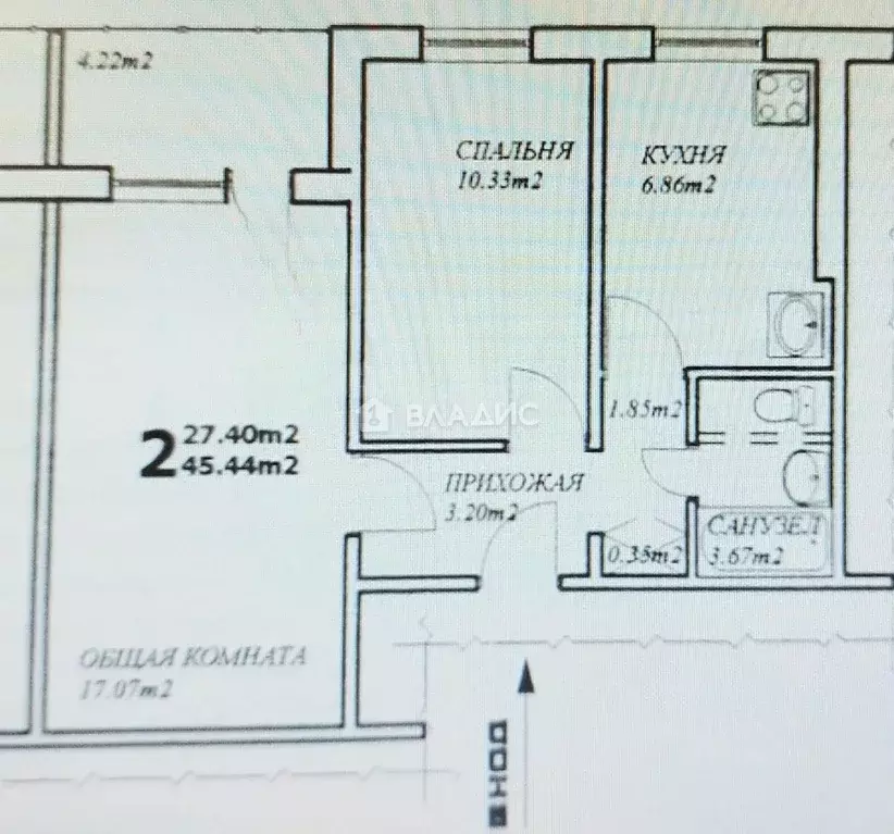 2-к кв. Кемеровская область, Кемерово просп. Ленина, 146 (45.4 м) - Фото 2