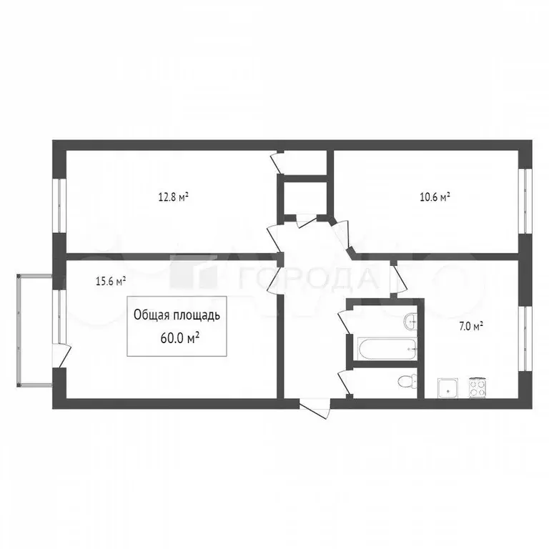 3-к. квартира, 57 м, 1/5 эт. - Фото 0