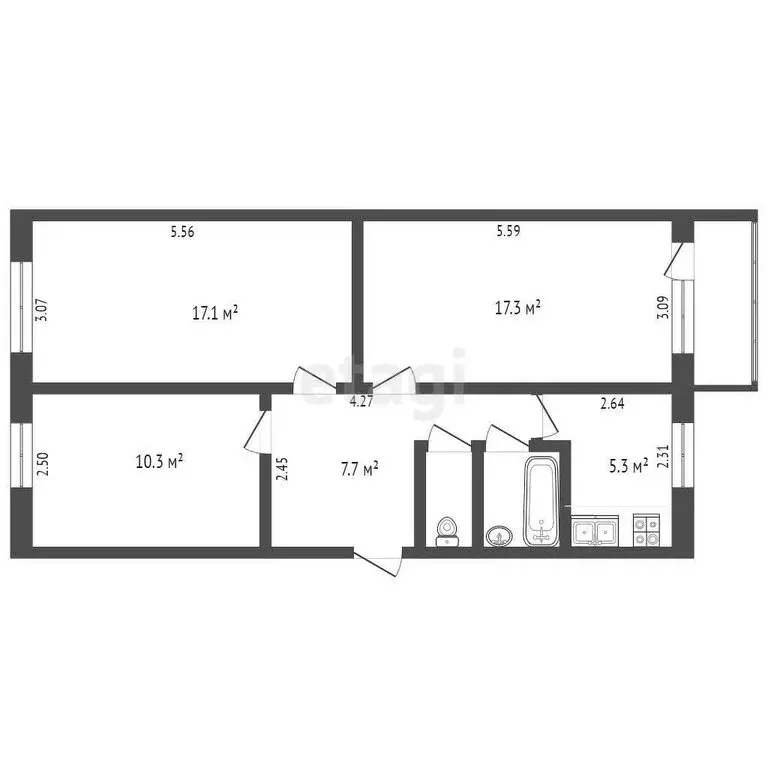3-комнатная квартира: Кемерово, бульвар Строителей, 21 (61 м) - Фото 0