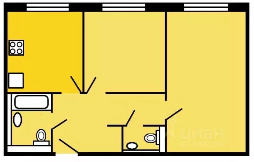 2-к кв. Москва № 100 кв-л, 1к3 (50.9 м) - Фото 2