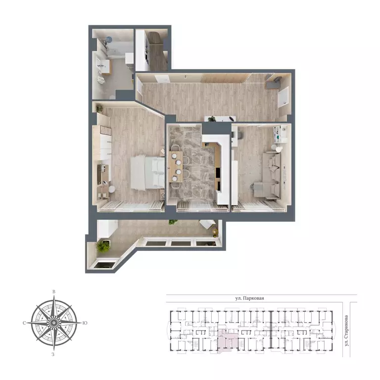 2-к квартира, 92 м - Фото 1