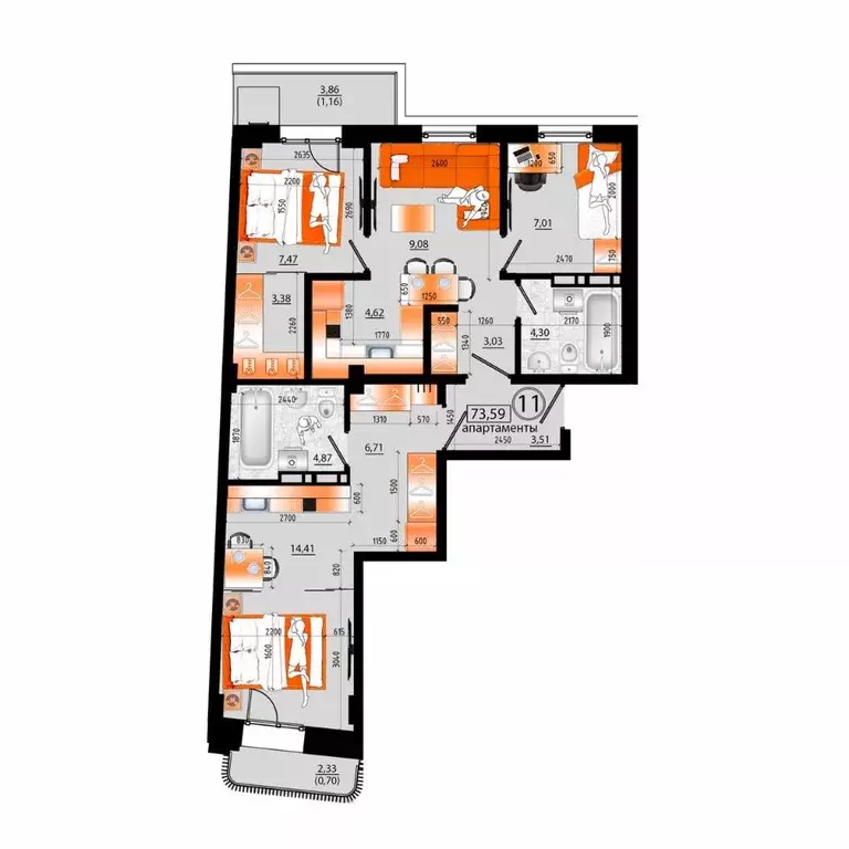 1-к кв. Приморский край, Владивосток Санрайс жилой комплекс (71.73 м) - Фото 1