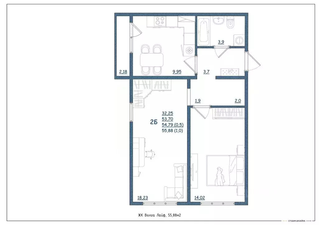 2-к кв. Тверская область, Тверь Новочеркасская ул., 49 (55.88 м) - Фото 1