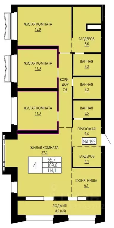 4-к кв. Свердловская область, Екатеринбург Центральный жилрайон, Форма ... - Фото 0