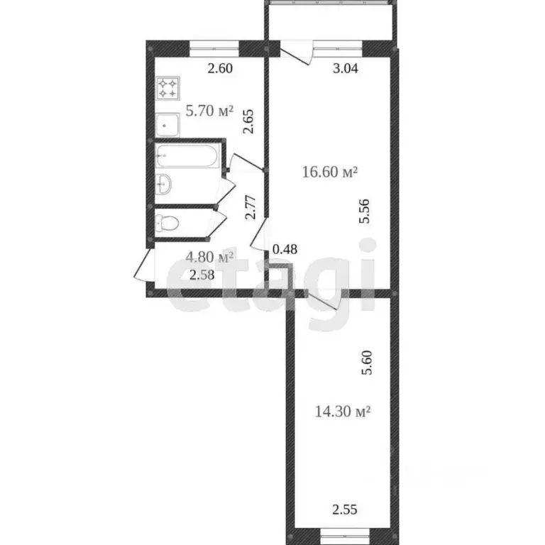 2-к кв. Костромская область, Кострома ул. Ленина, 151 (44.9 м) - Фото 0