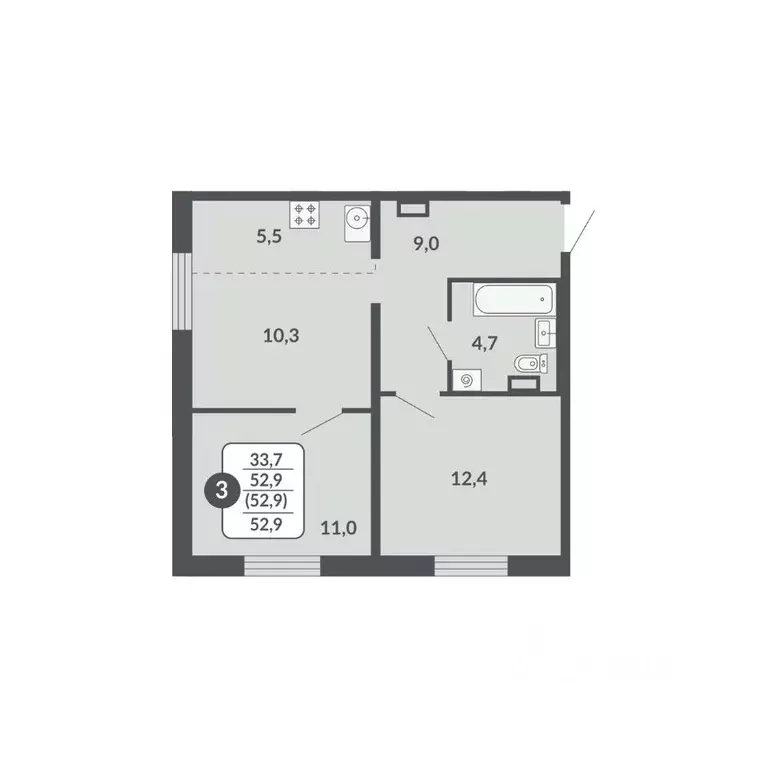 3-к кв. Кировская область, Киров Московская ул., 209 (52.9 м) - Фото 1