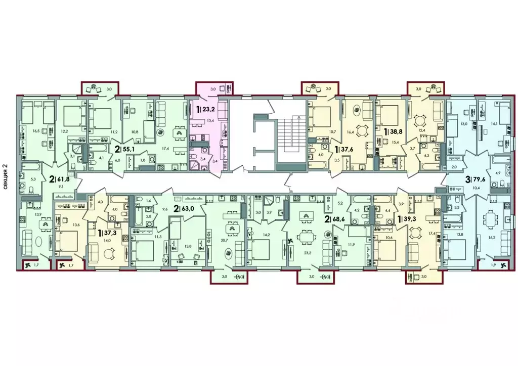 2-к кв. Тверская область, Тверь Южный жилой комплекс (61.8 м) - Фото 2
