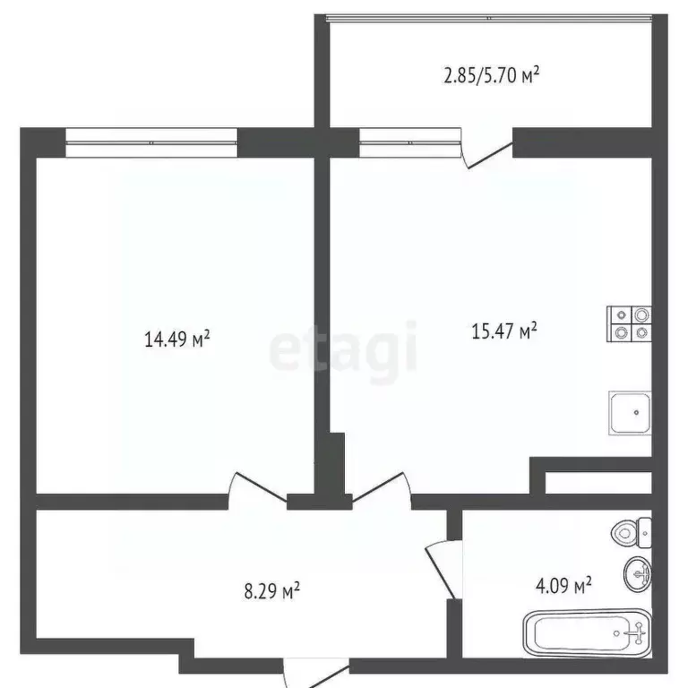 1-к кв. Тюменская область, Тобольск 6-й мкр, 110к1 (36.3 м) - Фото 1