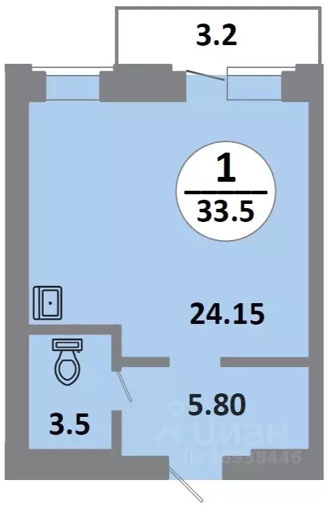 1-к кв. Красноярский край, Красноярск Соколовская ул., 52 (33.5 м) - Фото 0
