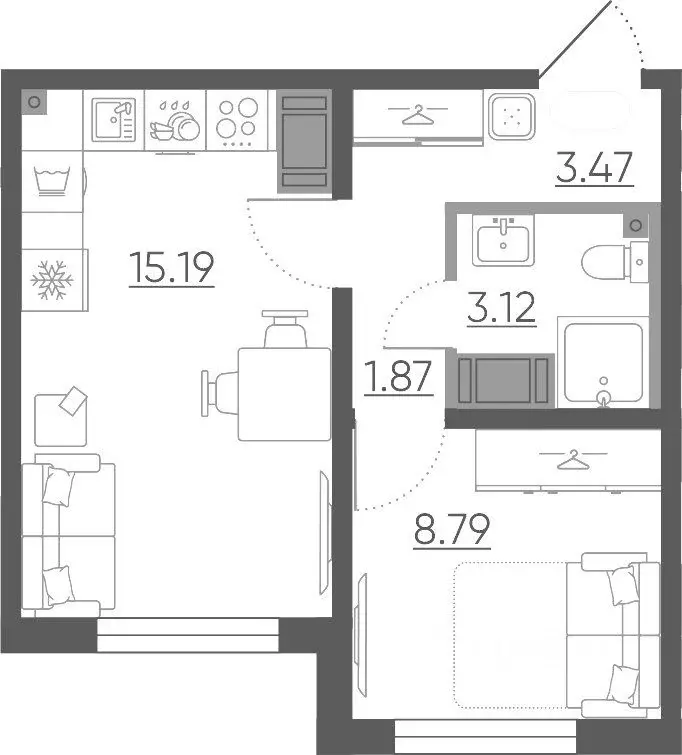 1-к кв. Санкт-Петербург дор. Муринская, 31к2 (32.4 м) - Фото 1