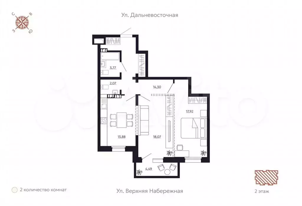 2-к. квартира, 74,8 м, 2/8 эт. - Фото 0