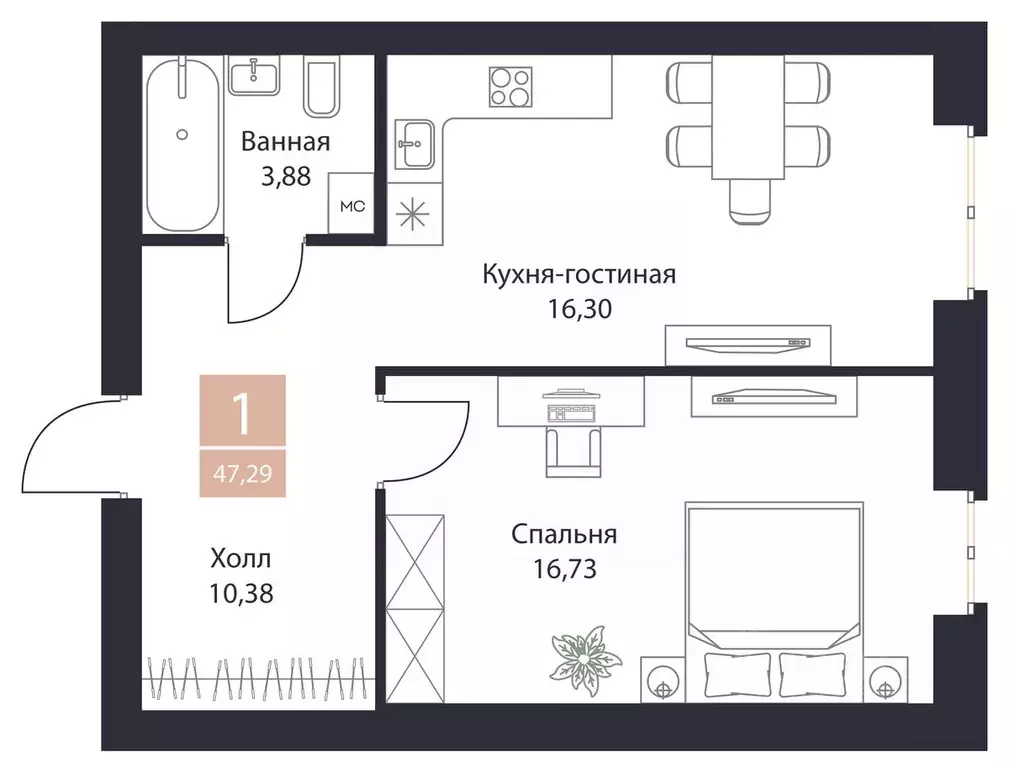 1-к кв. Рязанская область, Рязанский район, Полянское с/пос, с. Поляны ... - Фото 0