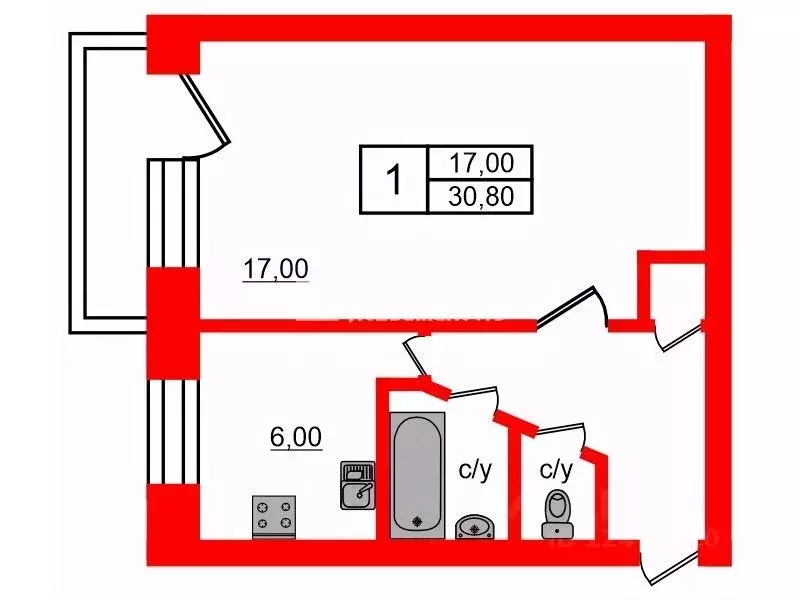 1-к кв. санкт-петербург просп. науки, 37 (30.8 м) - Фото 1