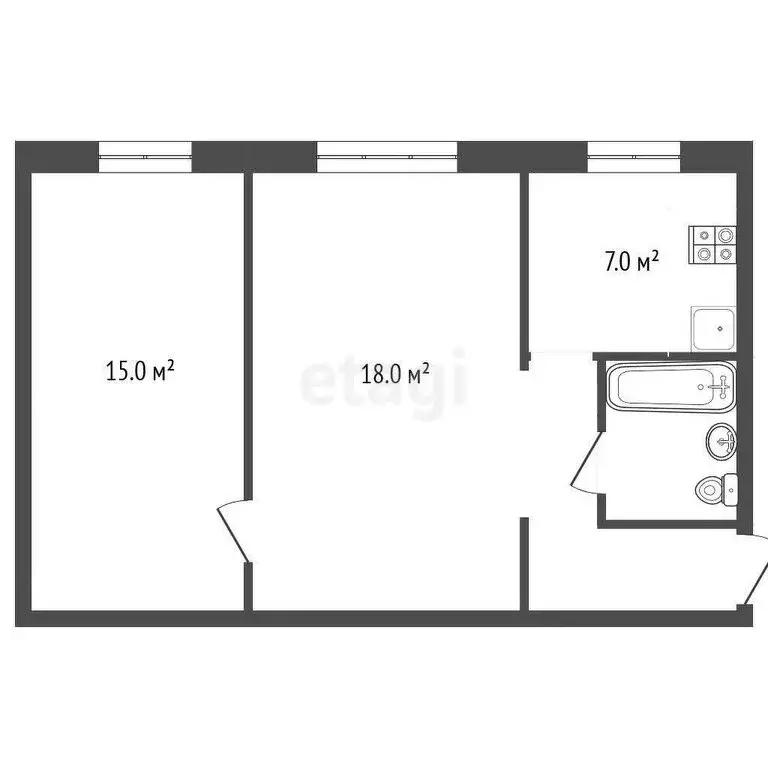 2-комнатная квартира: Феодосия, микрорайон Северный, 15 (45.1 м) - Фото 1
