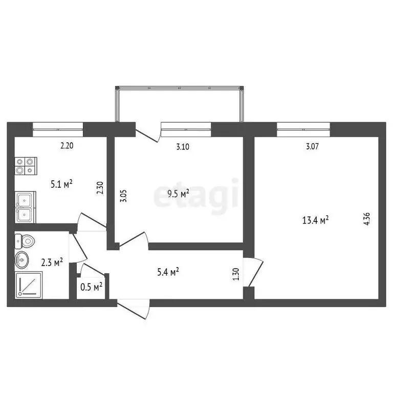 2-комнатная квартира: Якутск, улица Кузьмина, 16/1 (36.2 м) - Фото 0