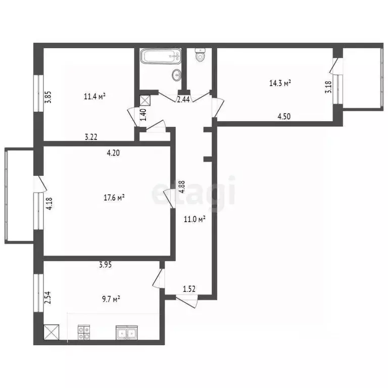 3-к кв. Крым, Симферополь ул. Ракетная (70.0 м) - Фото 2