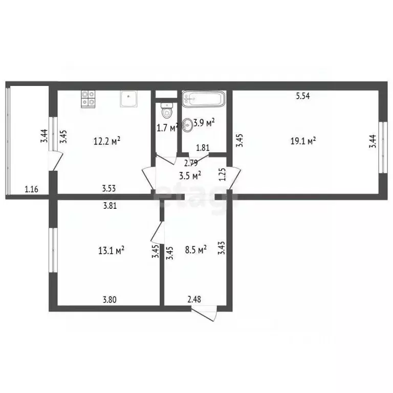 3-к кв. Орловская область, Орел ул. Орелстроевская, 7 (77.4 м) - Фото 1