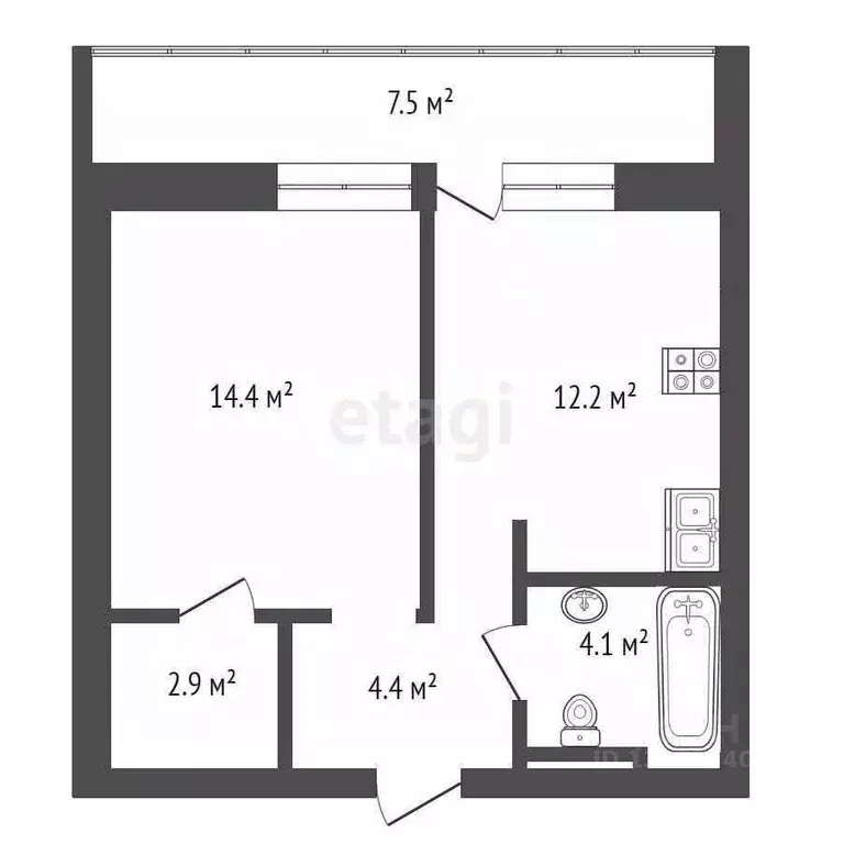 1-к кв. Тюменская область, Тюмень Кремлевская ул., 102 (38.0 м) - Фото 1