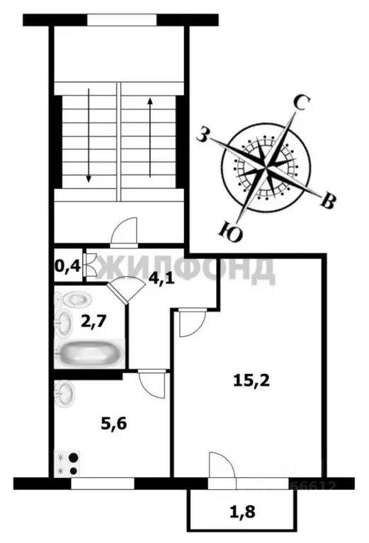 1-к кв. Новосибирская область, Новосибирск ул. Толбухина, 37 (28.0 м) - Фото 1