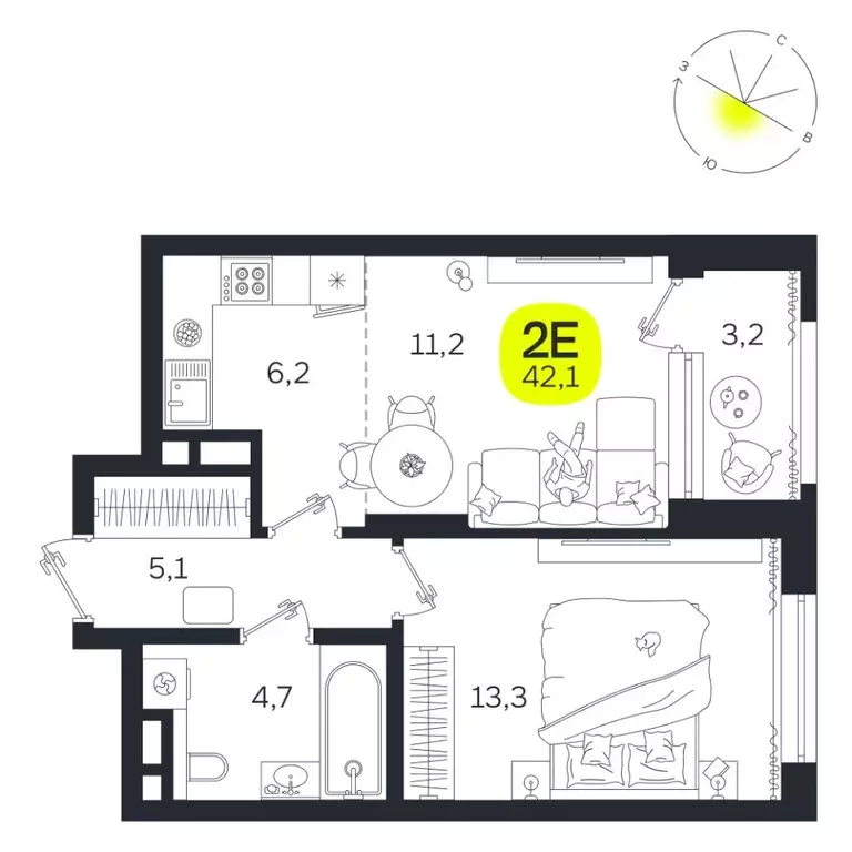 2-к кв. Свердловская область, Екатеринбург Южная Ботаника жилрайон, ... - Фото 1
