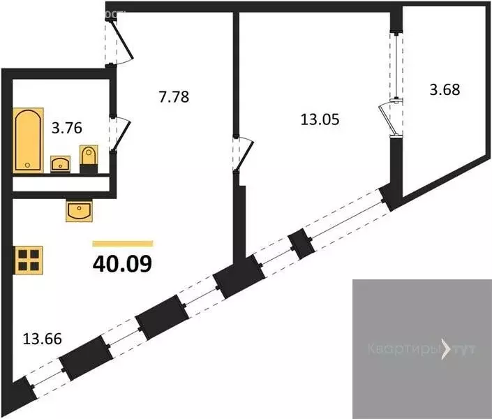 1-комнатная квартира: Воронеж, набережная Чуева, 7 (40.09 м) - Фото 1