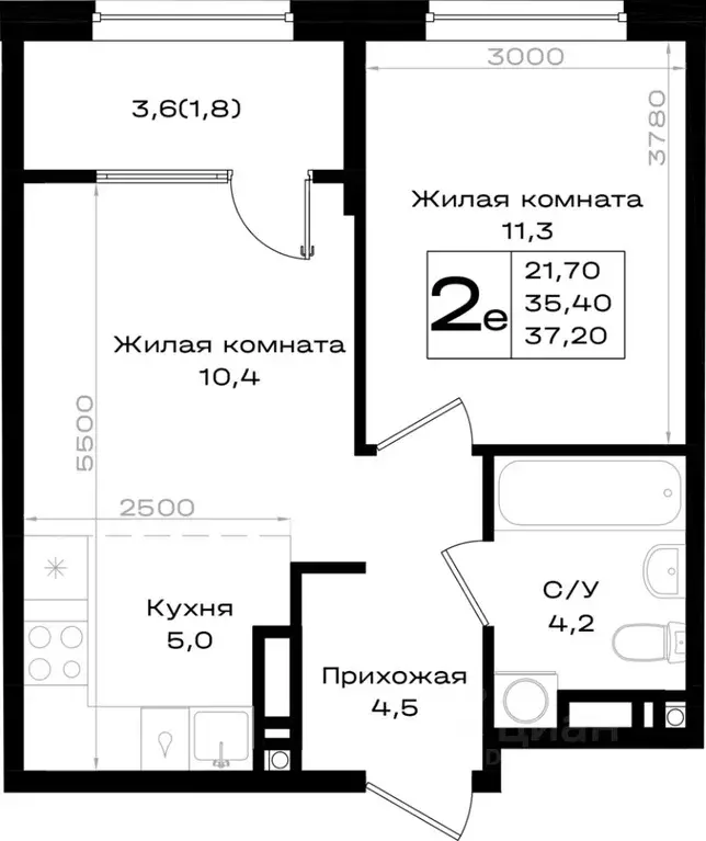 2-к кв. Ростовская область, Аксай 7-я линия (37.2 м) - Фото 1
