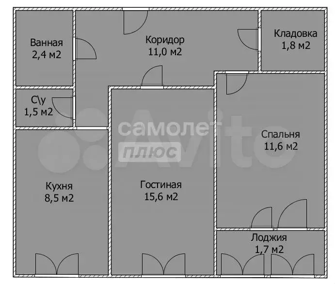 2-к. квартира, 54,1 м, 6/9 эт. - Фото 1