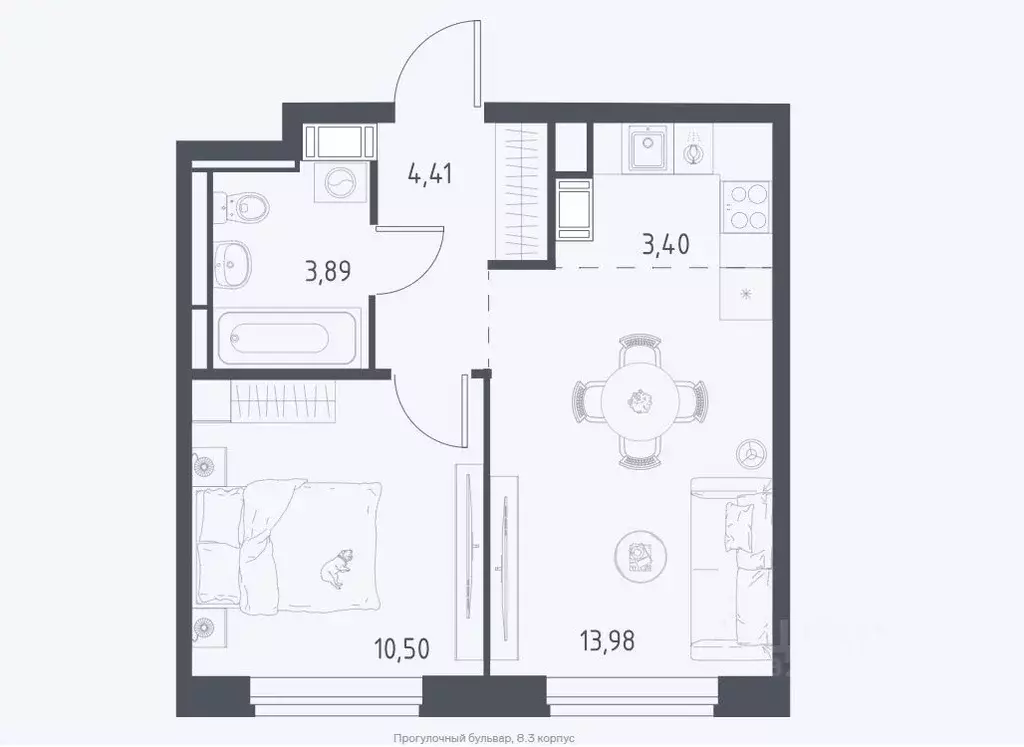 1-к кв. Московская область, Домодедово городской округ, с. Ям ул. ... - Фото 2