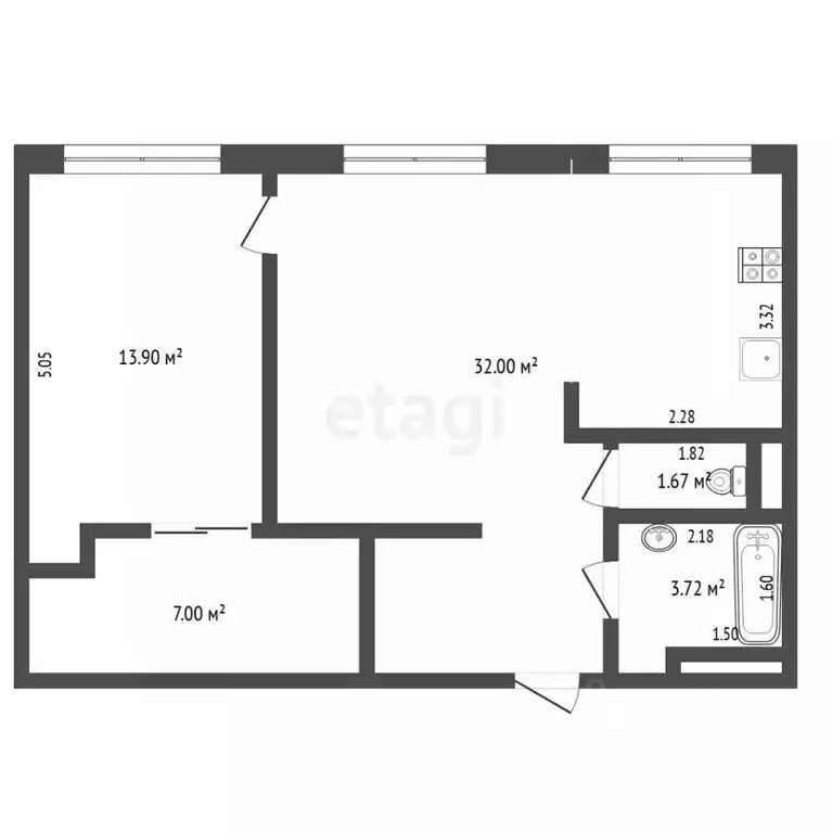 1-к кв. Тюменская область, Тюмень Новгородская ул., 14 (59.0 м) - Фото 2