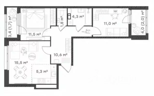 2-к кв. Ярославская область, Ярославль Тутаевское ш., 93Б (63.9 м) - Фото 1