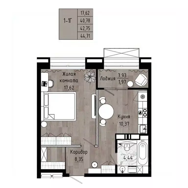 1-к кв. Хабаровский край, Хабаровск Волочаевская ул., 156 (42.75 м) - Фото 1