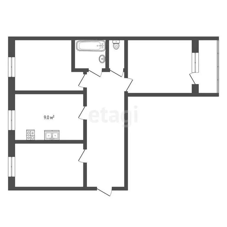 3-комнатная квартира: Усинск, улица Ленина, 19 (66.1 м) - Фото 1