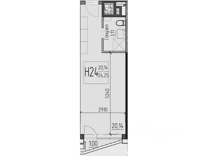 1-к кв. московская область, одинцово ул. чистяковой, 8с2 (24.0 м) - Фото 0