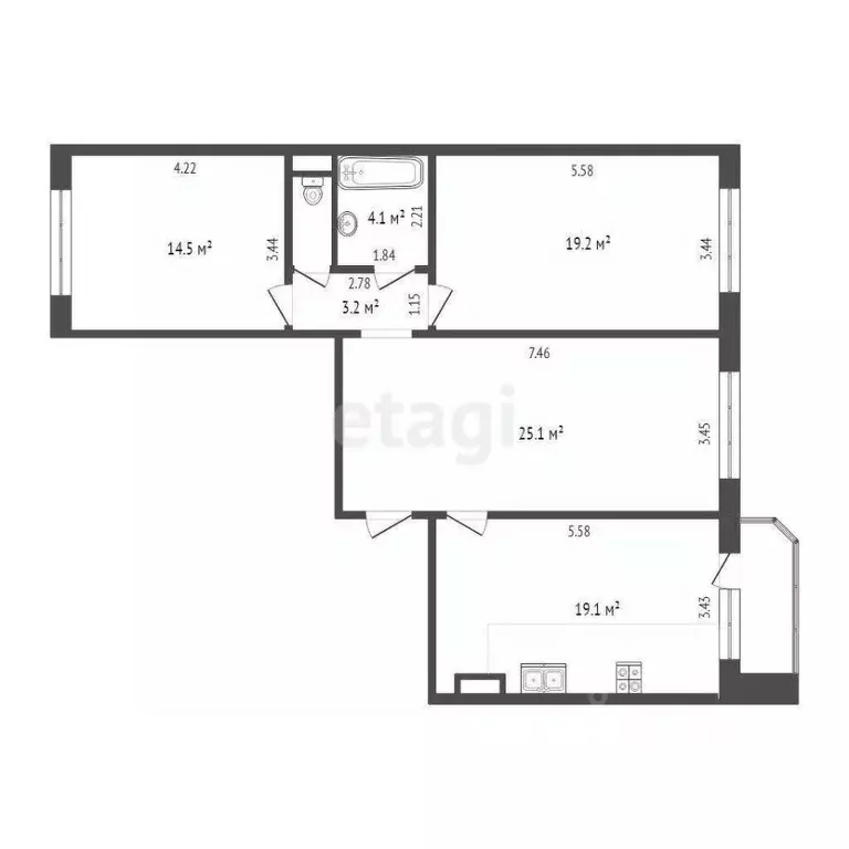 3-к кв. Тюменская область, Тюменский муниципальный округ, д. Патрушева ... - Фото 1