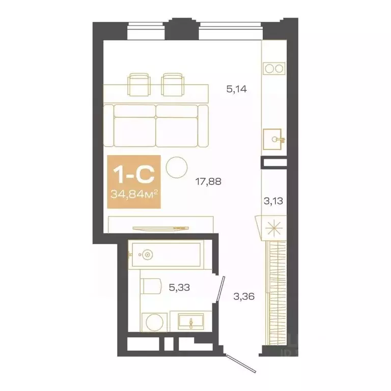Студия Новосибирская область, Новосибирск Академгородок мкр, ул. Мусы ... - Фото 0