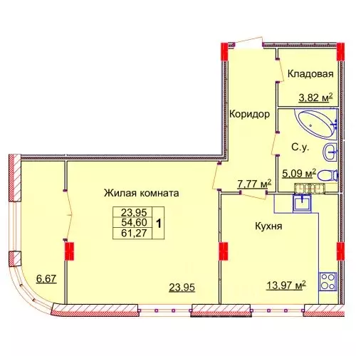 1-к кв. Ивановская область, Иваново Лежневская ул., 98 (61.27 м) - Фото 0