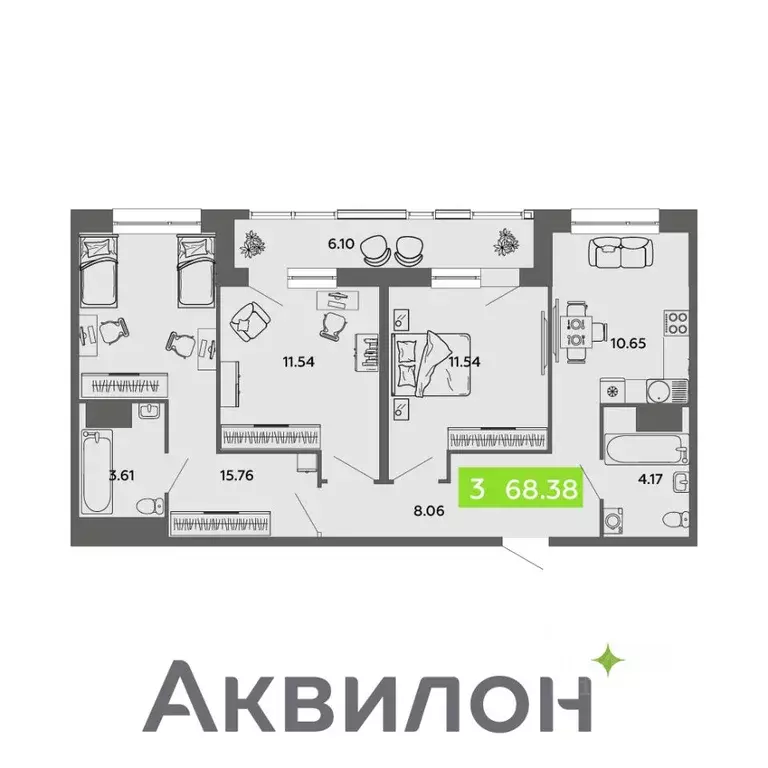 3-к кв. Архангельская область, Архангельск Привокзальный мкр,  (68.38 ... - Фото 1