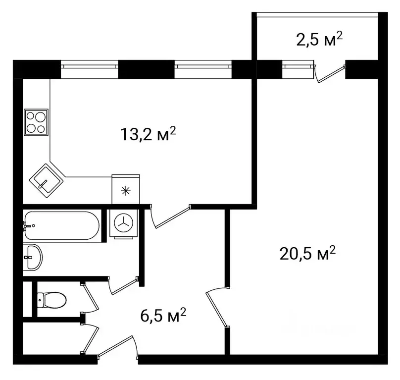 1-к кв. Санкт-Петербург Долгоозерная ул., 6К2 (45.3 м) - Фото 1