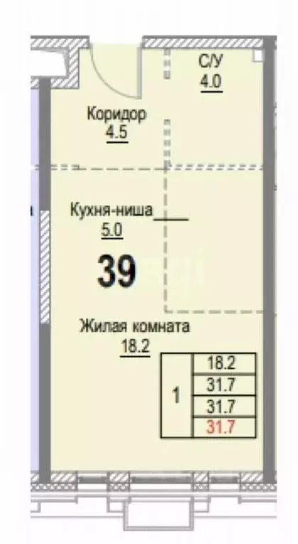 1-к кв. Москва Новоостаповская ул., 16к1 (31.7 м) - Фото 2