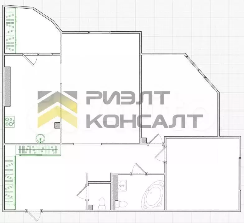 3-к. квартира, 108,5 м, 12/16 эт. - Фото 0