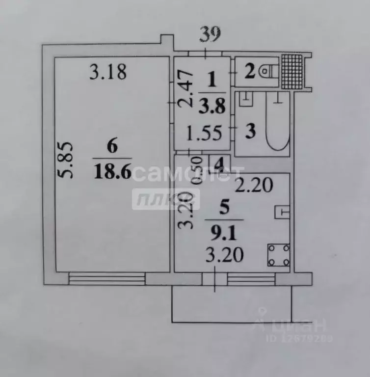 1-к кв. Липецкая область, Липецк ул. Жуковского, 11Б (38.6 м) - Фото 2