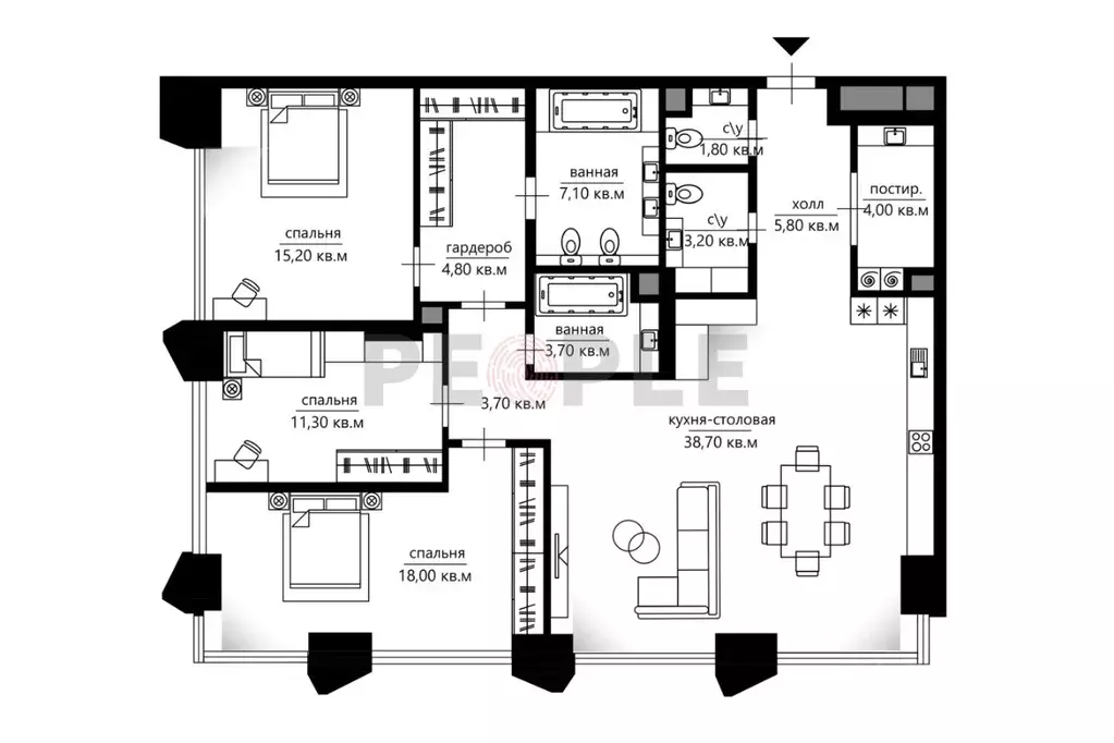 4-к кв. Москва Коллекция Лужники жилой комплекс (119.6 м) - Фото 2