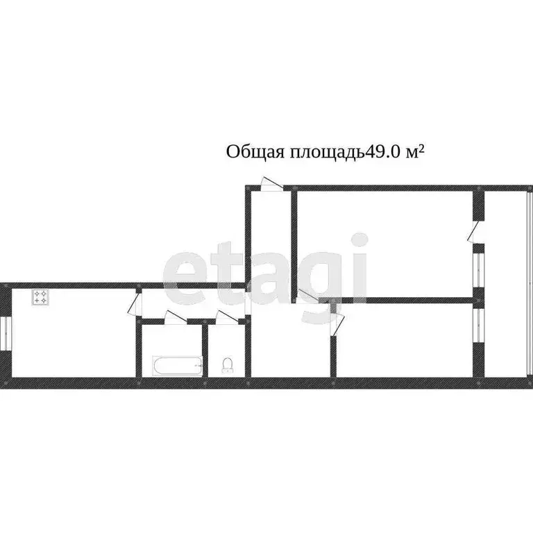 2-комнатная квартира: Тобольск, микрорайон Центральный, 24 (55 м) - Фото 0